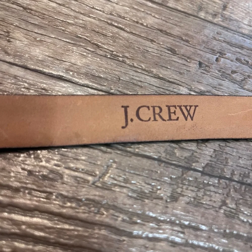 J.Crew Women Skinny Leather Belt Sz 28 Dark Brown Burgundy Brushed Silver Buckle